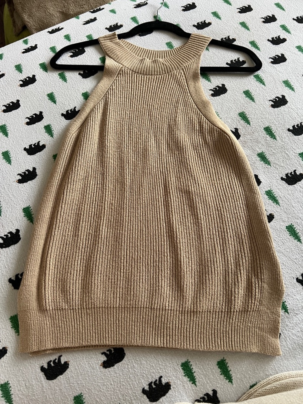 Beige Ribbed Knit Halter Top - Picture 2 of 2